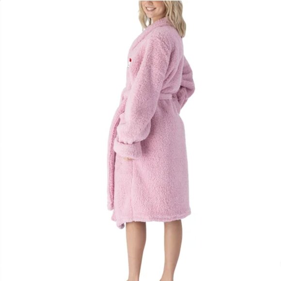 NWT, Sanrio Hello Kitty Sherpa Fleece Robe, Pink, One Size Fits Most - Picture 3 of 4
